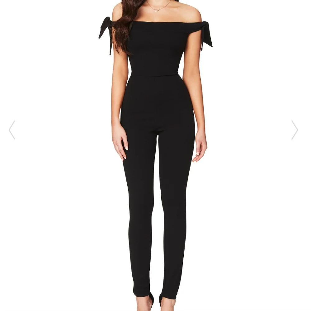 Nookie‎ Cleo Off The Shoulder Jumpsuit Black Tie Strap Small
